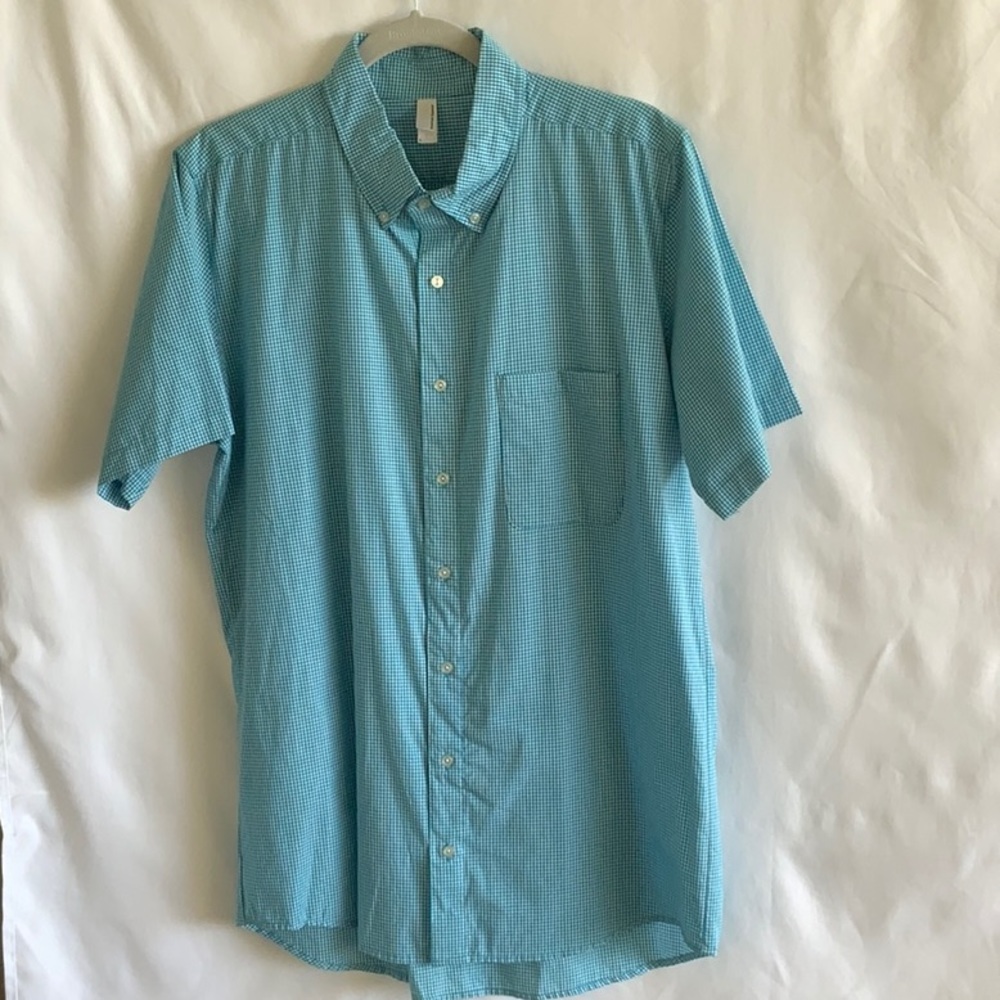 American Apparel Turquoise Button Up (S/S) LARGE